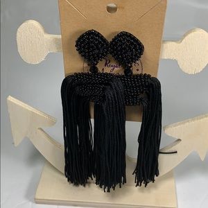 Black Tassel Style post earring